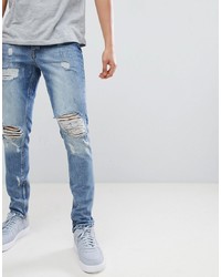 Criminal Damage Jeans In Blue With Distressing