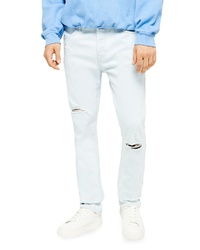 Topman Kai Bleach Slim Fit Ripped Stretch Jeans