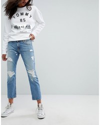 Tommy Jeans Lana Mid Rise Cropped Straight Leg Jean With Rips