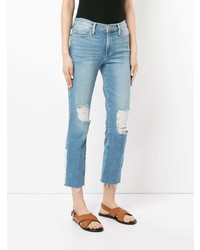Frame Denim Le High Raw Edge Exposed Zipper Jeans