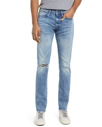 Frame Lhomme Degradable Slim Fit Organic Cotton Jeans In Blue Wave Rips At Nordstrom