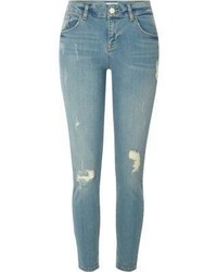 River Island Light Blue Ripped Relaxed Skinny Fit Jeans