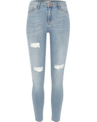 River Island Light Blue Wash Ripped Molly Jeggings