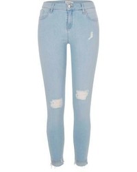 River Island Light Wash Ripped Amelie Super Skinny Jeans