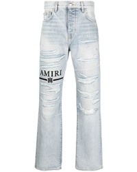 Amiri Logo Embroidery Ripped Jeans
