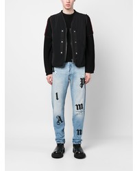 Palm Angels Logo Patches Straight Leg Jeans