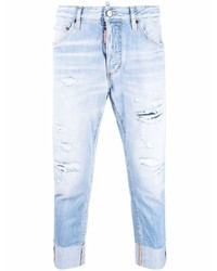 DSQUARED2 Logo Print Cropped Distressed Jeans