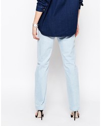 Asos Maternity Slim Boyfriend Jean In Light Wash With Over The Bump Waistband