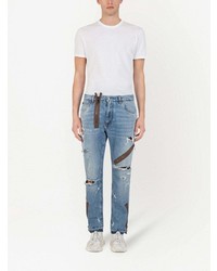 Dolce & Gabbana Mid Rise Distressed Straight Leg Jeans