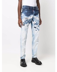 DSQUARED2 Mid Rise Distressed Straight Leg Jeans