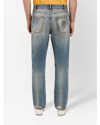 Palm Angels Mid Rise Straight Leg Jeans