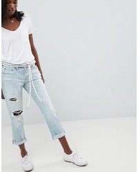 Abercrombie & Fitch Midrise Straight Leg Jean With Rips And Distressing