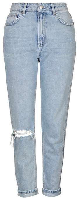 Topshop Tall - cinch back jeans in dirty bleach-Blue