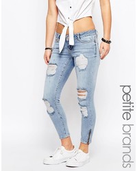 Noisy May Petite Eve Super Slim Ankle Zip Jeans