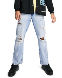 Topman Nonstretch Bootcut Jeans In Light Blue At Nordstrom