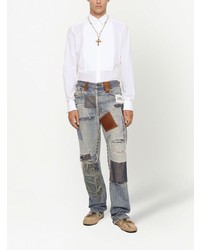 Dolce & Gabbana Patchwork Design Ripped Jeans