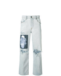 Diesel Printed Patch Ripped Jeans