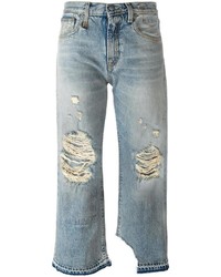 R 13 R13 Distressed Straight Leg Jeans