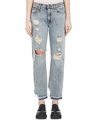 R 13 R13 Bowie Distressed Straight Crop Jeans