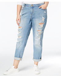 Rachel Roy Rachel Curvy Trendy Plus Size Brit Wash Ripped Girlfriend Jeans