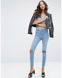 Asos Ridley Skinny Jeans In Hiro Wash With Rips