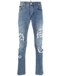 Philipp Plein Ripped Detail Slim Cut Jeans