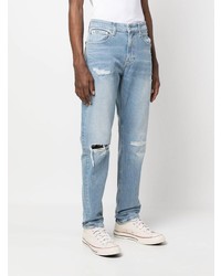 Calvin Klein Ripped Detail Straight Leg Jeans