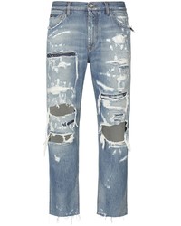 Dolce & Gabbana Ripped Detail Straight Leg Jeans