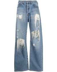Doublet Ripped Detail Wide Leg Jeans