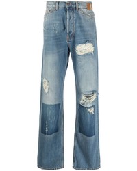 Palm Angels Ripped Detailing Straight Leg Jeans