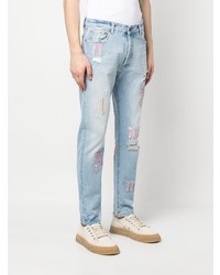 Palm Angels Ripped Embroidered Tapered Jeans