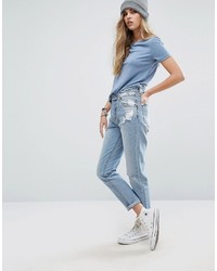 Pull&Bear Ripped Knee Mom Jeans