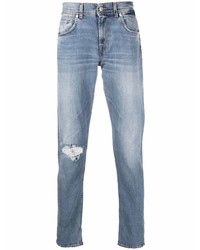 7 For All Mankind Ripped Knee Straight Leg Jeans