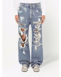 Dolce & Gabbana Ripped Mid Rise Loose Fit Jeans