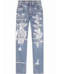 Dolce & Gabbana Ripped Mid Rise Loose Fit Jeans