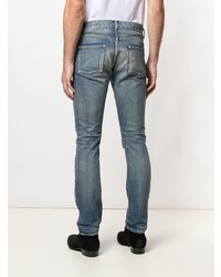 Saint Laurent Ripped Stonewashed High Rise Jeans