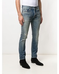 Saint Laurent Ripped Stonewashed High Rise Jeans