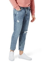 Topman Ripped Tapered Fit Jeans