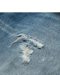 Saint Laurent Slim Fit 17cm Hem Distressed Washed Denim Jeans