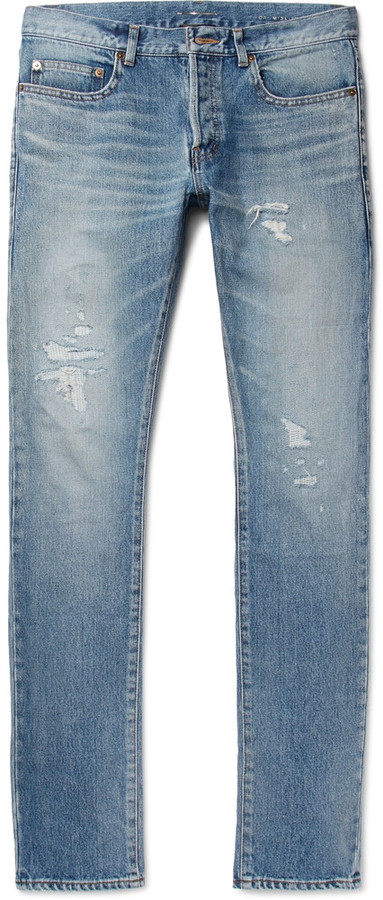 washed blue ripped jeans