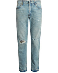 Gucci Slim Fit Cropped Distressed Jeans