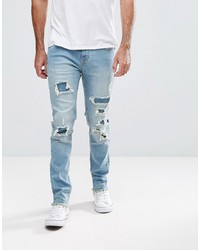 Hoxton Denim Slim Fit Jeans With Heavy Rips