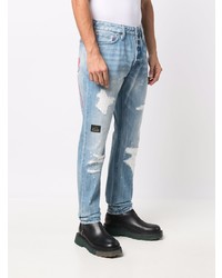 Evisu Slim Fit Ripped Jeans