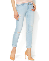 New York & Co. Soho Jeans Boyfriend Shredded White Wash Blue