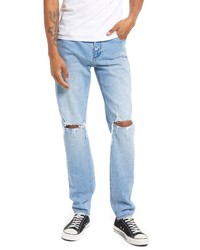 ROLLA'S Stinger Ripped Skinny Jeans In Sea Blue Destroy At Nordstrom