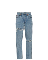RE/DONE Stove Pipe 27 High Waist Straight Ripped Jeans