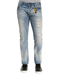 Robin's Jeans Studded Pocket Distressed Denim Jeans Silver