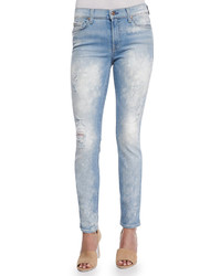 7 For All Mankind The Skinny Bleached Destroyed Denim Jeans