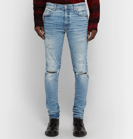 Amiri Thrasher Plus Skinny Fit Distressed Stretch Denim Jeans, $871 ...