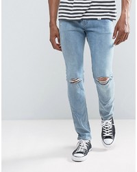 Cheap Monday Tight Skinny Jeans Spear Blue Knee Rip